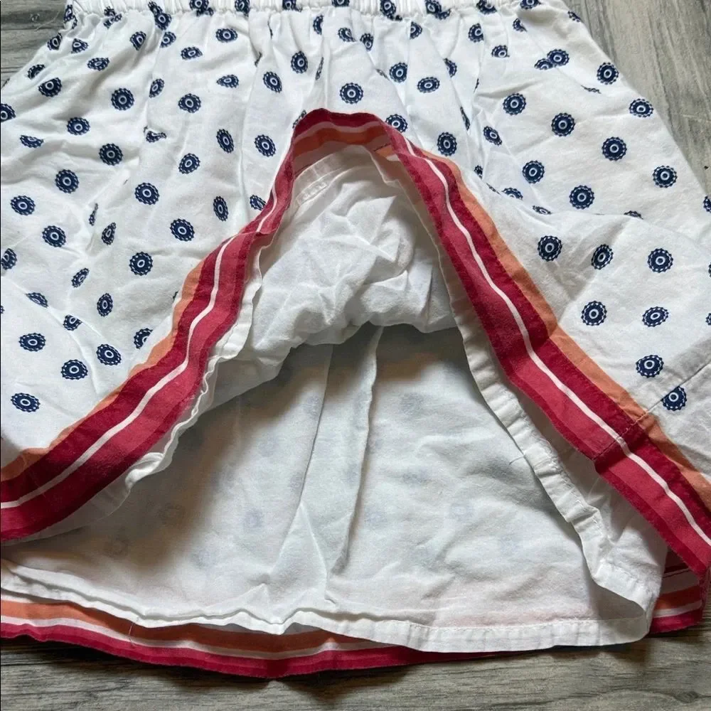 Old Navy White Dress with Navy Dots and Red Hem